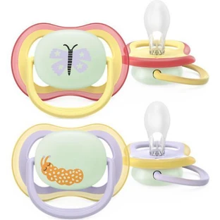 AVENT Ultra Air Suzetă de noapte din silicon pentru 0-6 luni 2 bucăți