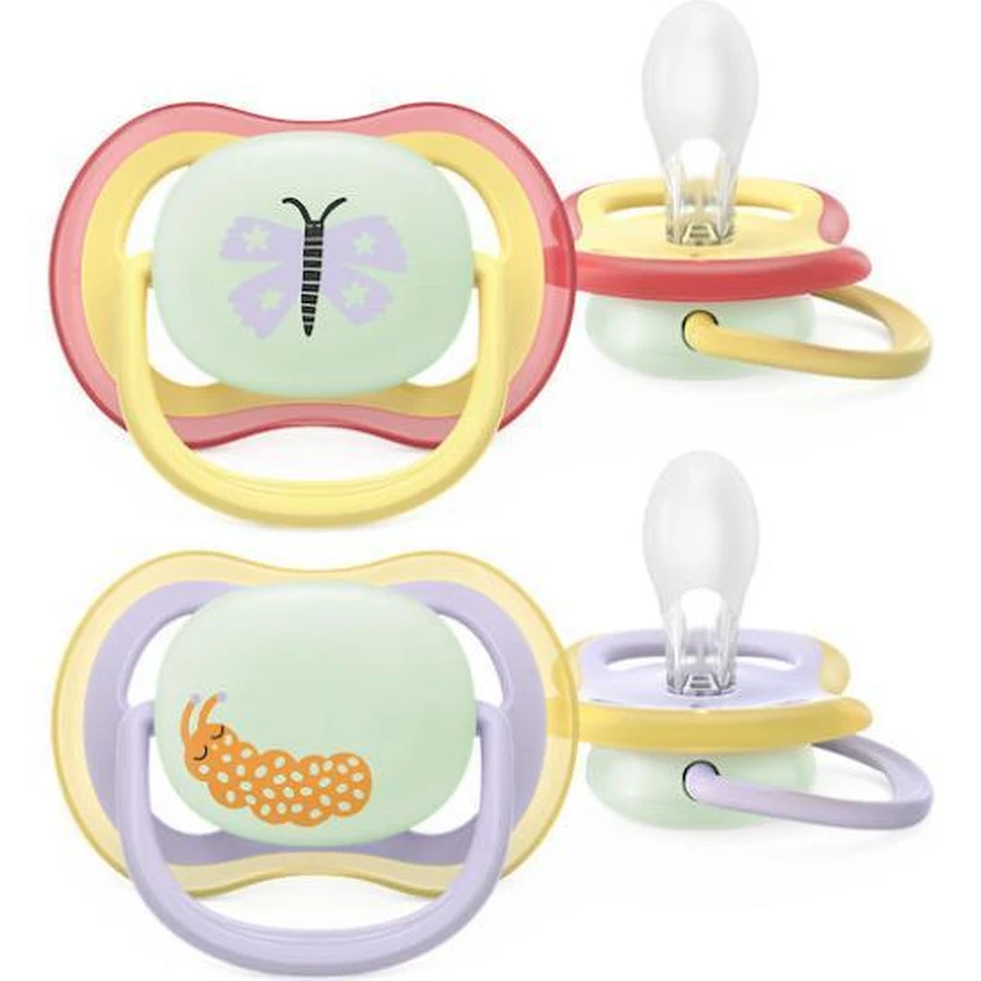 AVENT Ultra Air Suzetă de noapte din silicon pentru 0-6 luni 2 bucăți
