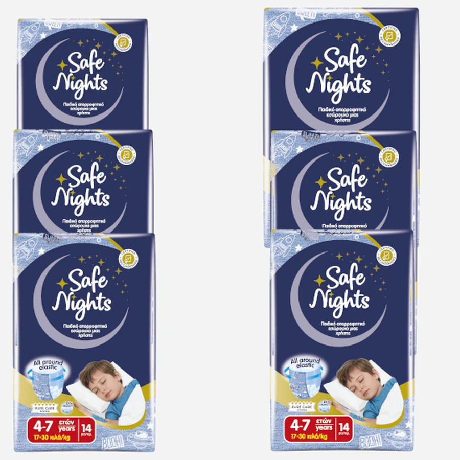 BABYLINO Pantalones Safe Nights Niño 4-7 Años 17-30kg ( 6 Paquetes de 14 piezas ) 84 Piezas