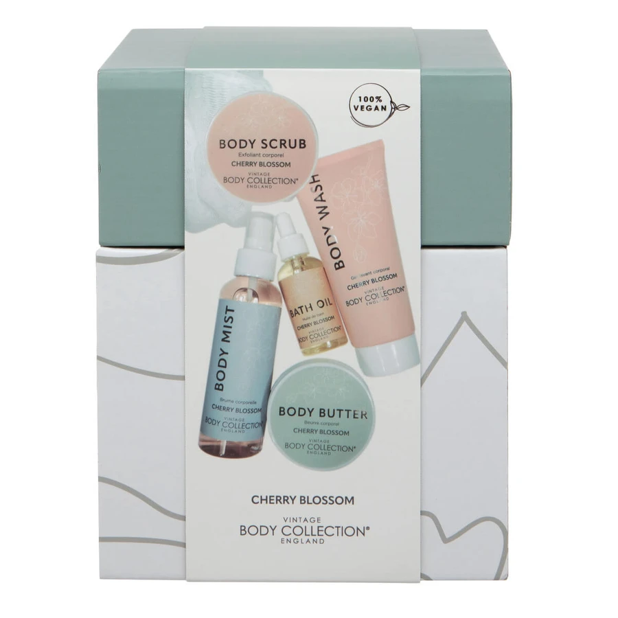 BODY COLLECTION Verwöhn-Geschenkbox - Körperpflege-Set mit Kirschblüten-Parfüm