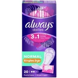 ALWAYS Dailies Compresas de Bolsillo Individuales Normales En Envase Individual 20 Piezas