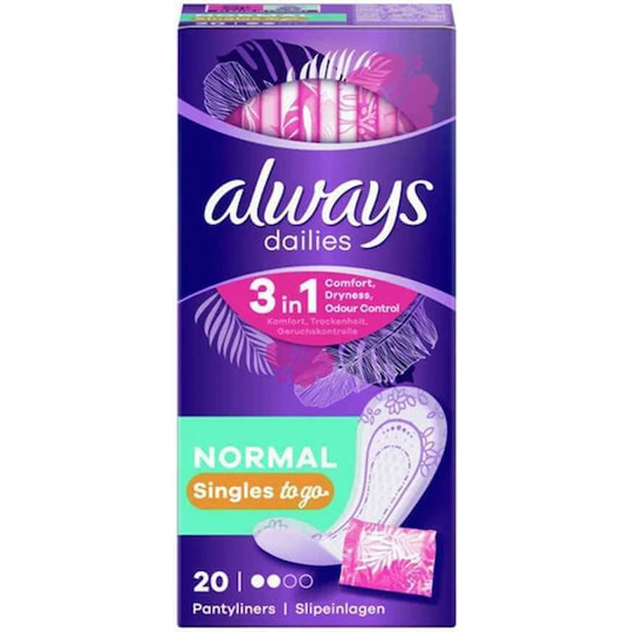 ALWAYS Dailies inlegkruisjes voor eenmalig gebruik in een individuele verpakking 20 stuks