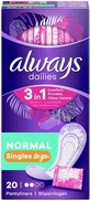 ALWAYS Dailies Compresas de Bolsillo Individuales Normales En Envase Individual 20 Piezas