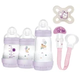 MAM Welcome To The World Anti-Colic Bottle Set for 0+ Months 5 pieces 260ml Purple Girl