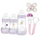 MAM Welcome To The World Anti-Colic Bottle Set for 0+ Months 5 pieces 260ml Purple Girl