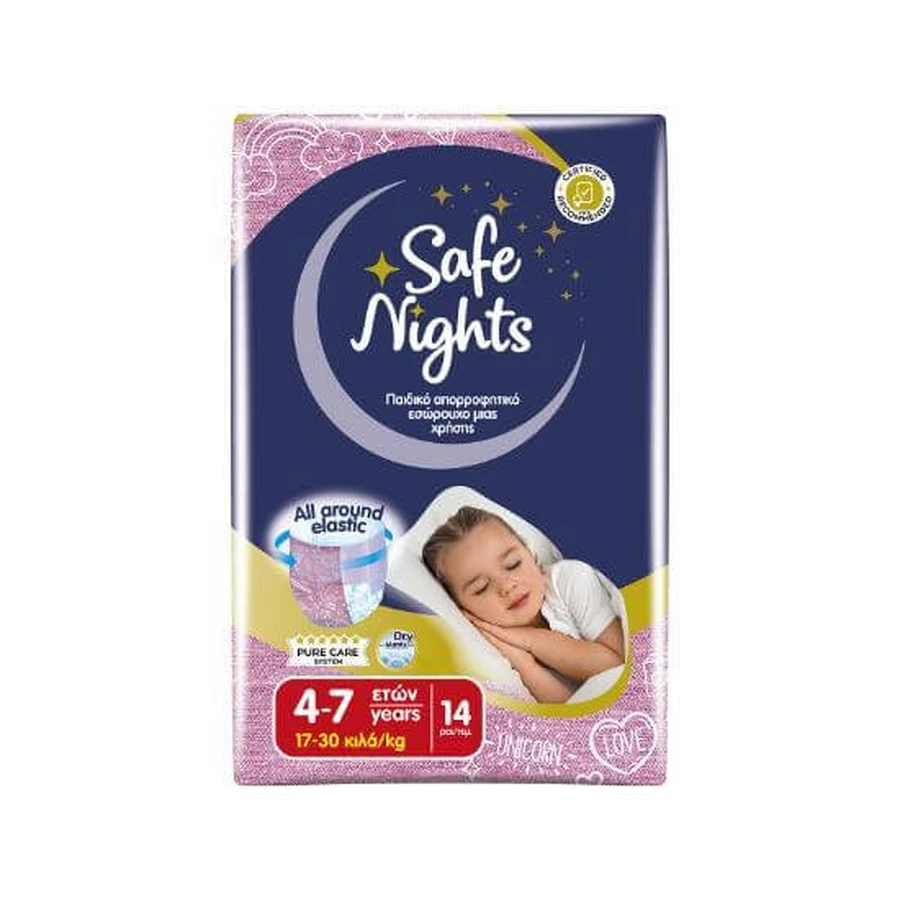 BABYLINO Pantalones Safe Nights Niña 3-4 Años 17-30kg 14 Piezas