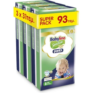 BABYLINO Pantalones Algodón Suave No6 Para 13-18kg (3 paquetes de 31 piezas) 93 piezas