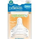 DR. BROWN'S Natural Flow Silicone Bottle Nipple Options+ With Wide Neck Level 2 3+ Months 2 Pieces WN 2201