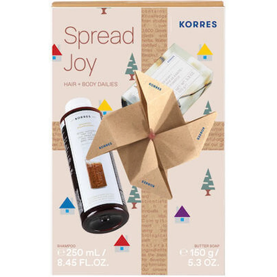 KORRES Promo Spread Joy Hair & Body Dailies Shampooing Shampooing pour cheveux fins 250ml & Butter Soap Body Soap Pure Cotton 150g