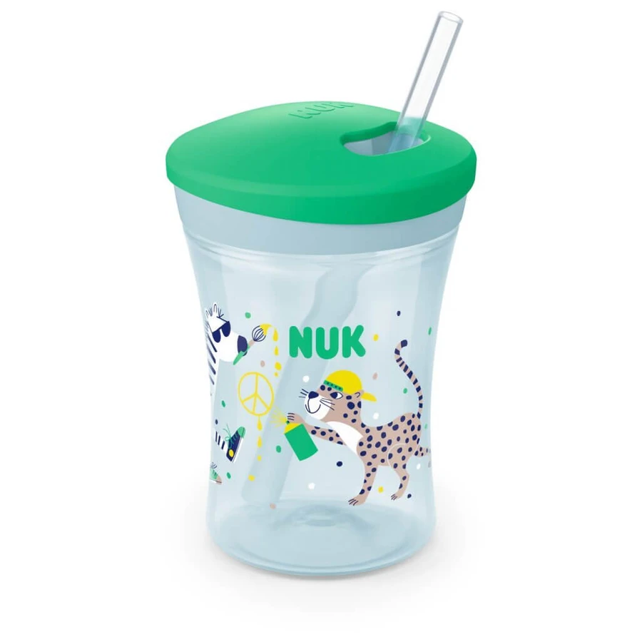 NUK Action Cup Training Cup with Straw 12m+ 230ml In Various Colours - Green