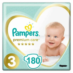 PAMPERS Baby Pañales Premium Care No.3 5-9Kgr 180 Piezas