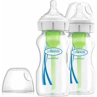 DR BROWN'S Natural Flow Options+ Glasflasche mit breitem Hals & Silikon-Nippel 2x270ml