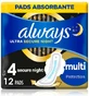 ALWAYS Ulatra Secure Night Compresas Multiprotección con Alas Talla 4, 12 unidades