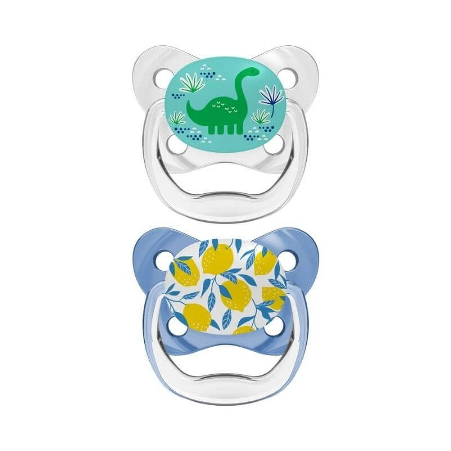 DR. BROWN'S Orthodontische Siliconenpijp Dinosaurus 6-18m 2 Stuks PV 22402
