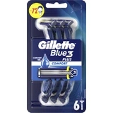 GILLETTE Blue 3 Plus Comfort wegwerpscheermesjes met 3 mesjes & smeertape 6 stuks