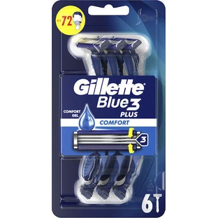 GILLETTE Blue 3 Plus Comfort Einwegrasierklingen mit 3 Klingen & Gleitband 6 Stück