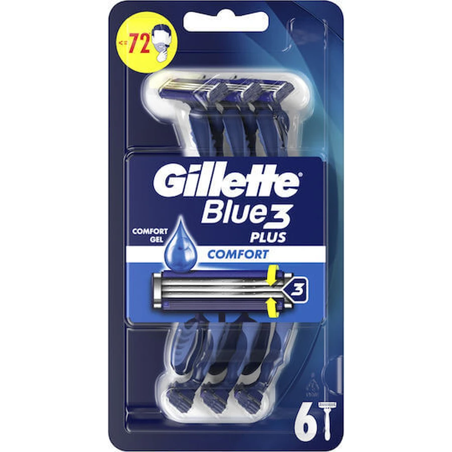 GILLETTE Blue 3 Plus Comfort Einwegrasierklingen mit 3 Klingen & Gleitband 6 Stück