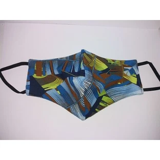 ROYALTY Mask Fabric Blue With Brown Patterns