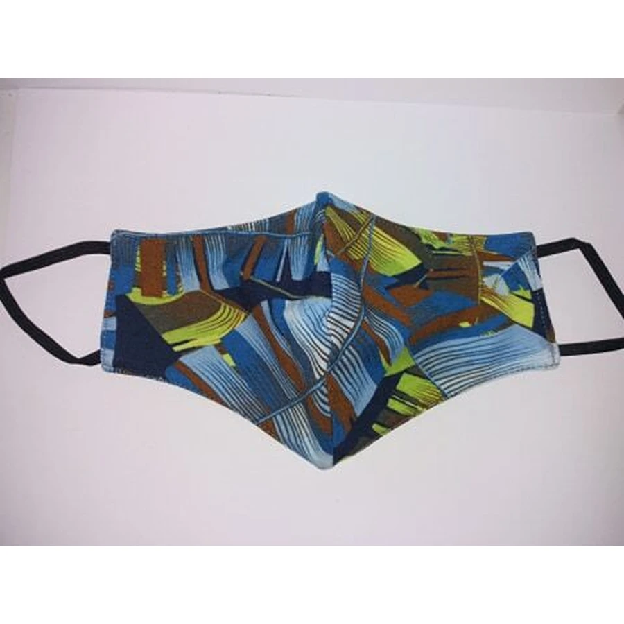 ROYALTY Mask Fabric Blue With Brown Patterns