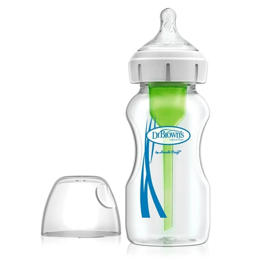 DR. BROWN'S Options + Antikoliekfles Glazen fles met wijde hals & siliconenspeen 0m+ 270ml WB 91740
