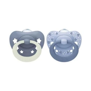 NUK First Choice Chupete Clásico Día y Noche Silicona con Funda 6-18 Meses 2 Piezas