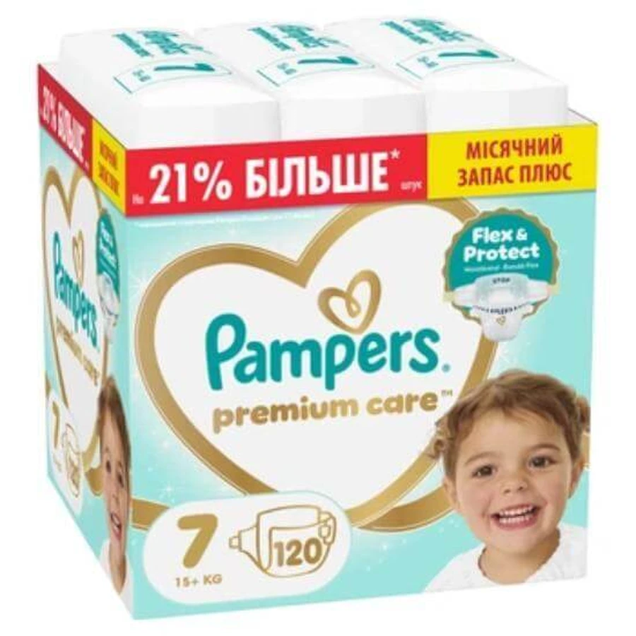 PAMPERS Babywindeln Premium Care No.7 15+kg 120 Stück MSB