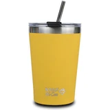NAVA Thermos glass with stainless steel straw We Care In Yellow 450ml (10-262-113)