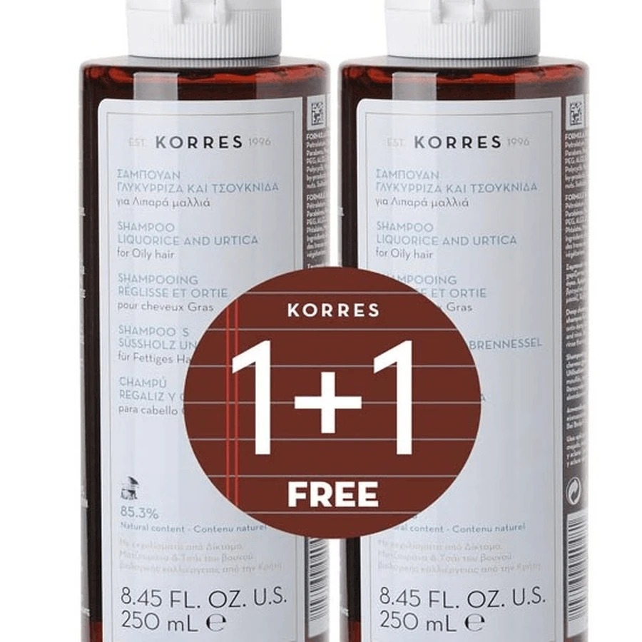 KORRES Shampoo für fettiges Haar mit Süßholz & Brennnessel 250ml 1+1 Gratis