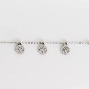 FARMA BIJOUX Roestvrijstalen Armband Zilver met Hangende Levensbomen (0809)
