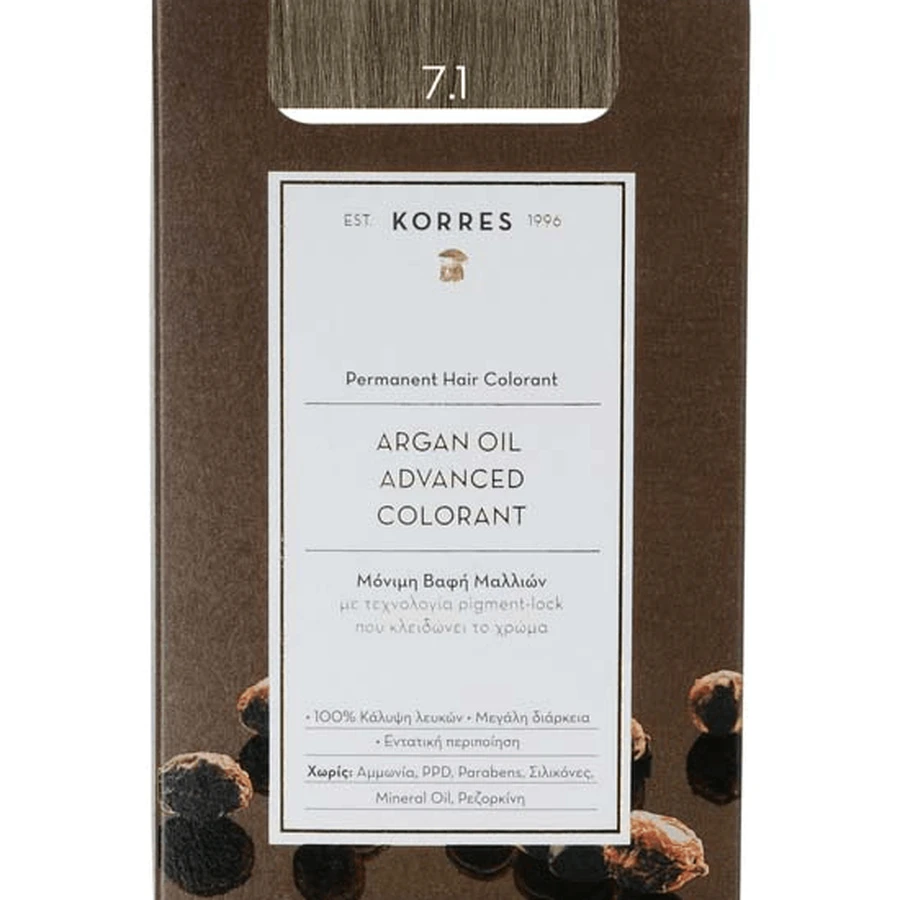 KORRES Argan Oil Advanced Colorant Hair Colour 7.1 Blonde Sandre