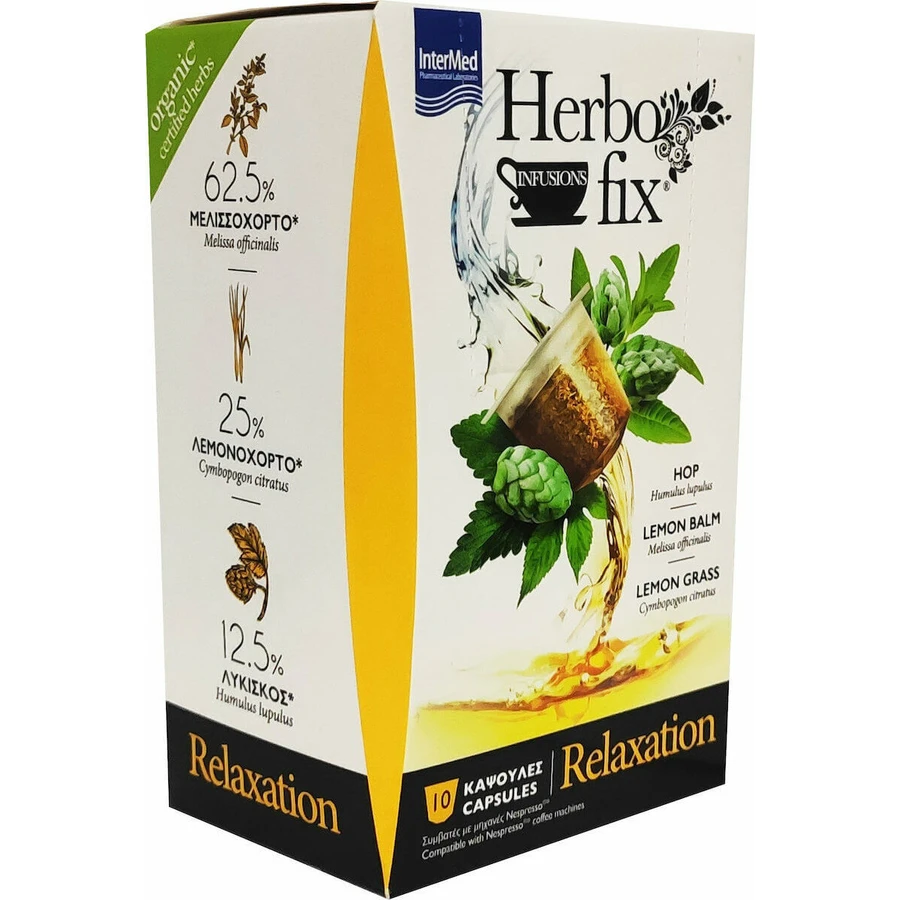 INTERMED Herbofix Relaxation For the treatment of anxiety & insomnia Compatible with Nespresso machine 10 pieces