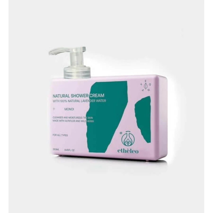 ETHELEO Crema de Ducha Natural Gel de Ducha con Fragancia de Monoï 250ml 1+1 Regalo