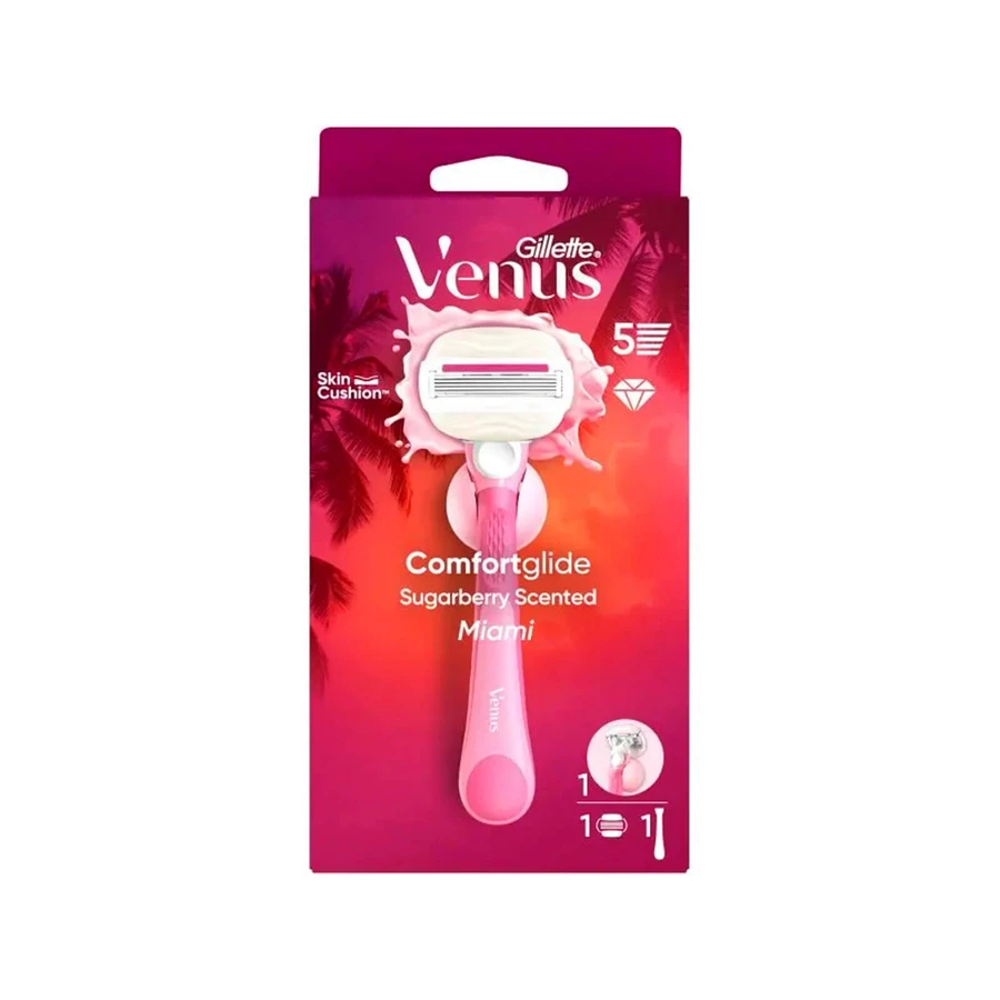 GILLETTE Venus Comfort Glide Women's Shaving Machine 1 Piece & 1 Spare & 1 Shower Base