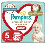 PAMPERS Premium Care Pantalones Pañales-Bragas Talla 5 (12kg-17kg) 52 Piezas JUMBO+