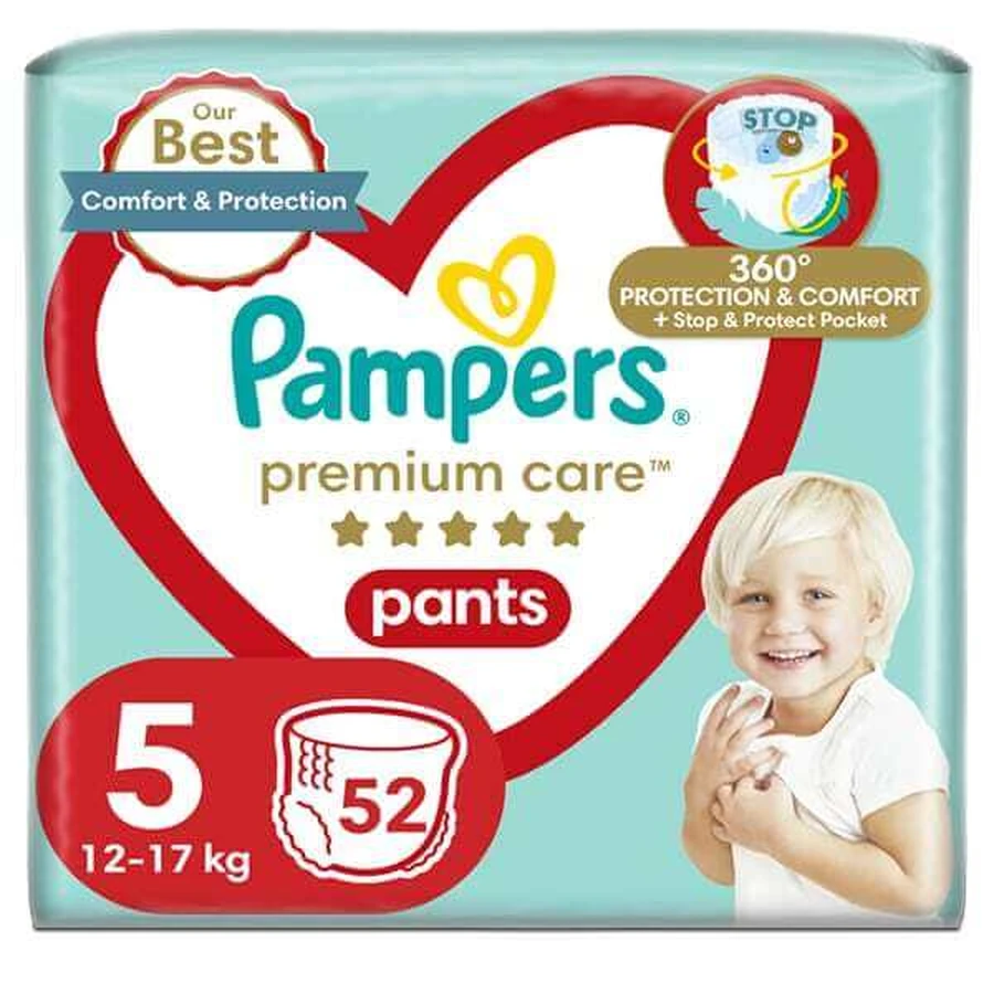 PAMPERS Premium Verzorgingsbroek Luierbroekjes Maat 5 (12kg-17kg) 52 Stuks JUMBO+
