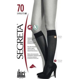 SEGRETA Classic 00114 Calcetines Bajos de Rodilla 70 Den 11/14 mmHg Nero