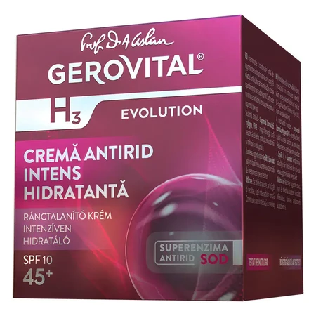 Gerovital H3 Evolution Crema Hidratante Antiarrugas Intensa 45+ SPF10, 50 ml, Farmec