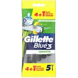 GILLETTE Blue 3 Sensitive Wegwerpscheermesjes met 3 mesjes & Glij Tape voor Gevoelige Huid 5 stuks (4+1 Cadeau)