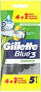GILLETTE Blue 3 Sensitive Wegwerpscheermesjes met 3 mesjes & Glij Tape voor Gevoelige Huid 5 stuks (4+1 Cadeau)
