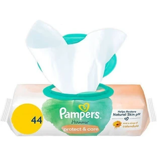 PAMPERS Harmonie Protect & Care Lingettes pour bébés avec 0% d'alcool, 44 pièces