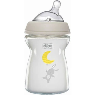 CHICCO Natural Feeling Glass Bottle with Silicone Nipple 250ml For 0+ Months [81221-30]