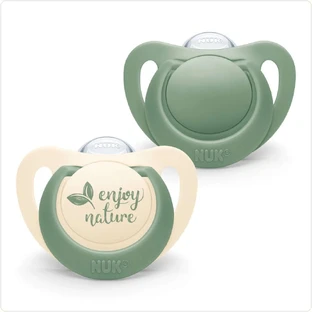 NUK For Nature Siliconen fopspeen 18-36m 2 stuks in verschillende designs - Groen