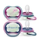 AVENT Ultra Air Nighttime Orthodontic Silicone Nighttime Soother pentru 6-18 luni 2 bucăți albastru-violet [SCF376/14]