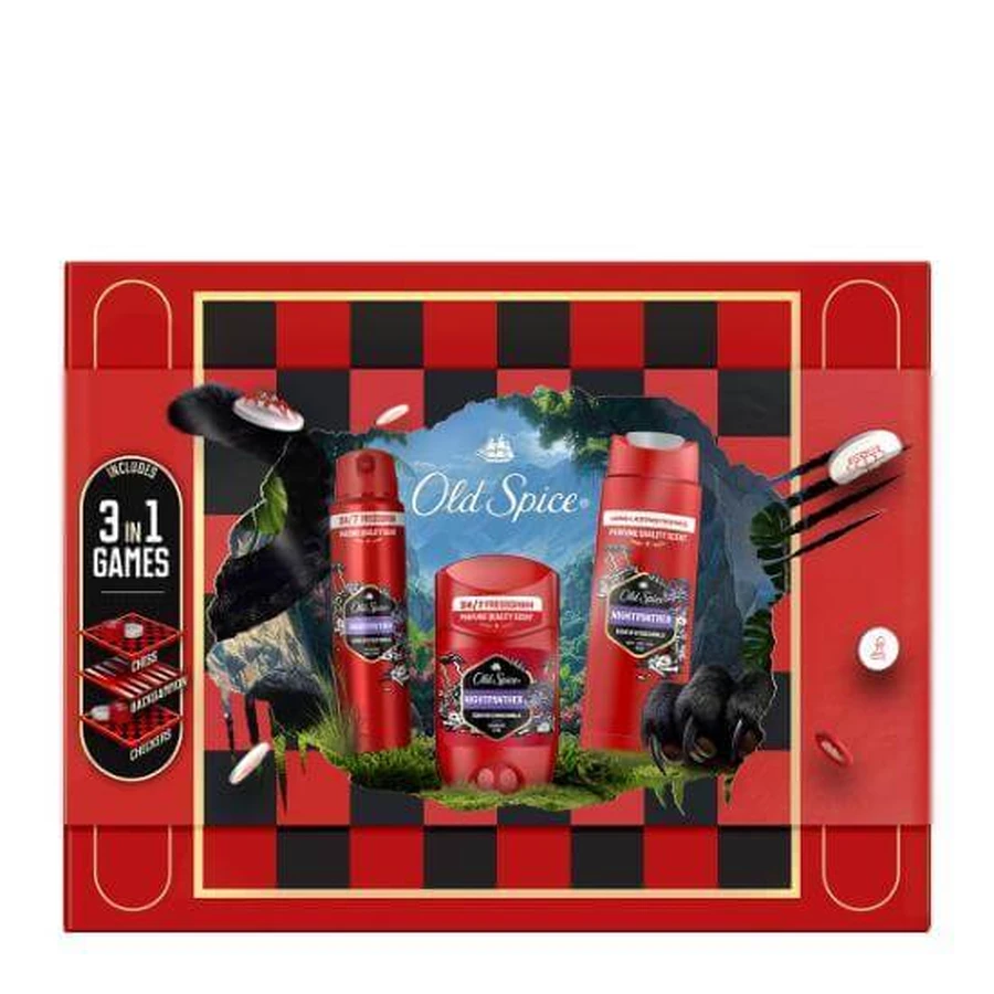OLD SPICE Gamebox Gift Set With Night Panther Deodorant Stick, Spray, Shower Gel & Toys 3 In 1