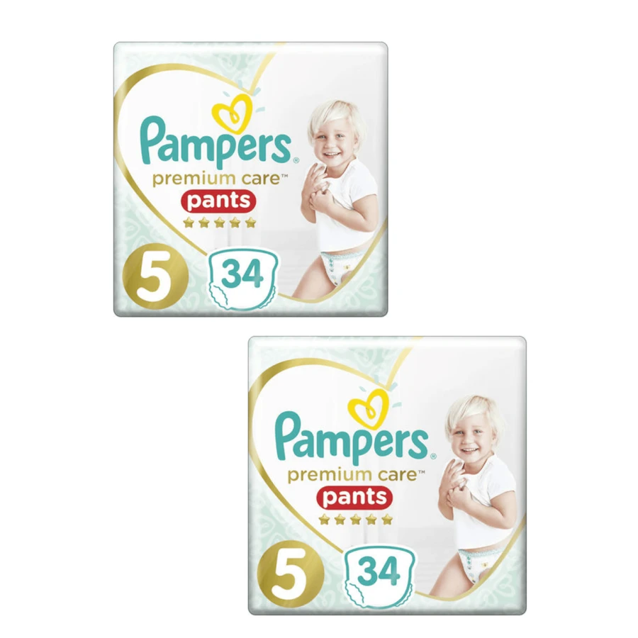 PAMPERS Premium Care Pants Pants No 5 Für 12-17 kg 68 Stück (2 Packungen à 34 Stück)