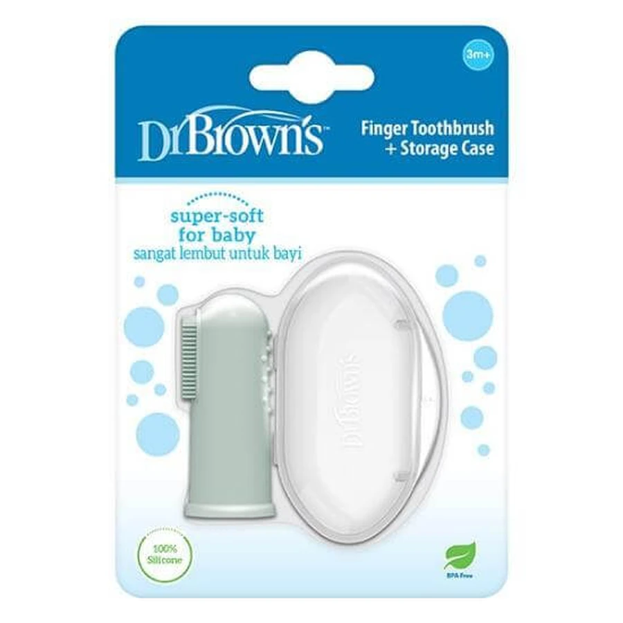 Brosse à dents en silicone DR BROWN'S Baby 3m+ Green