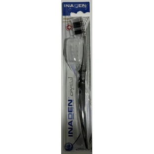 Brosse à dents moyenne INADEN Crystal avec capuchon protecteur - Noir