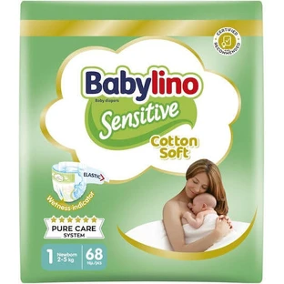 BABYLINO Sensitive Katoenen Zachte Luiers Nr1 (2-5 kg) 68 Stuks