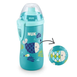 NUK First Choice Junior Beker Kameleon (verandert van kleur) Push-Pull beker met van kleur veranderend deksel vanaf 18 maanden, 300 ml in verschillende designs - Blauw