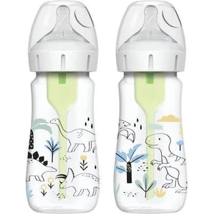 DR BROWN'S Bouteille en plastique Options+ avec silicone Col large Dinosaures 2 pièces 270ml WB 92026